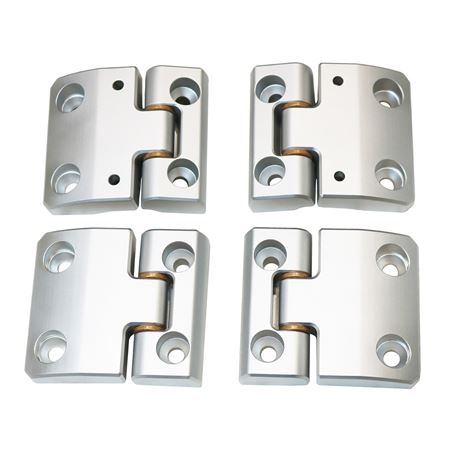 Defender Front Door Hinge Set - Silver Billet Aluminium - EXT01427 - Exmoor