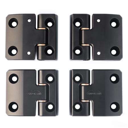 Defender Front Door Hinge Set - Black Billet Aluminium - EXT01428 - Exmoor