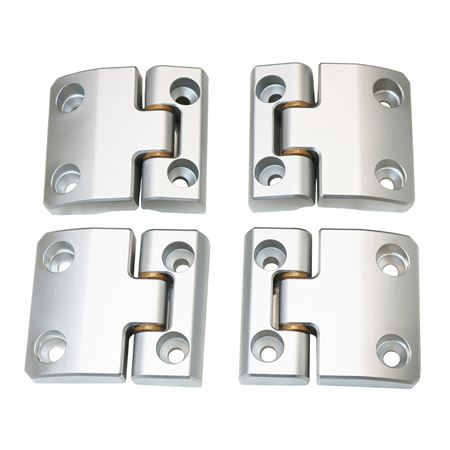 Defender 110 2nd Row Door Hinge Set - Silver Billet Aluminium - EXT01429 - Exmoor