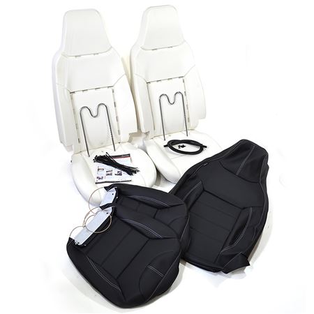 Front Seat Retrim Kit Black Leather & Stitch - EXT3071BL - Exmoor