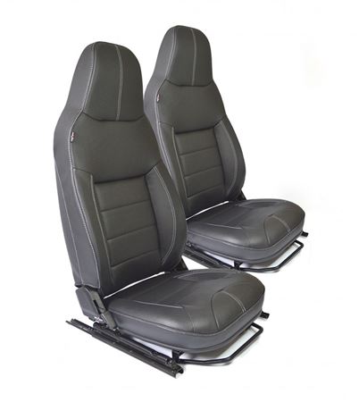 Front Seat Retrim Kit Black Vinyl White Stitch - EXT3071BV - Exmoor