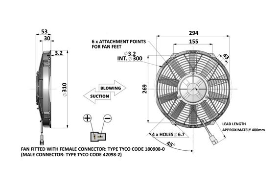 Slimline Fan Suction 11" 280mm Comex - FAN0089 - Revotec