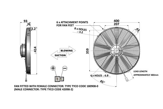 V/High Power Fan Blowing 15.2" 385mm Comex - FAN0151VHP - Revotec