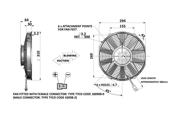 High Power Fan Suction 11" 280mm Comex - FAN0153HP - Revotec