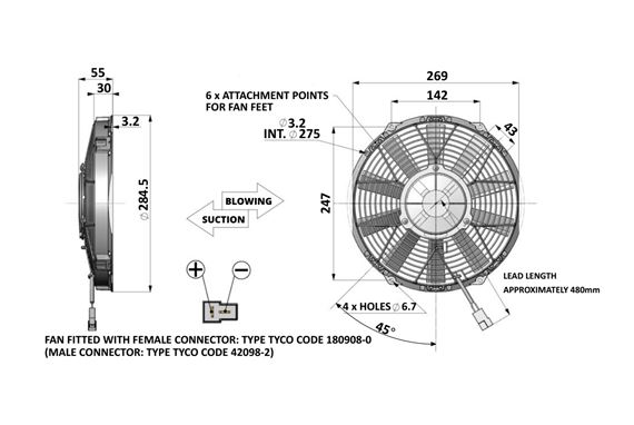 Slimline Fan Suction 10" 250mm Comex - FAN0220 - Revotec