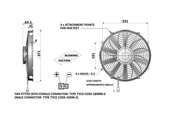 High Power Fan Suction 14" 350mm Comex - FAN0423HP - Revotec