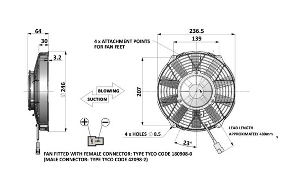 High Power Fan Suction 9" 225mm Comex - FAN0605HP - Revotec