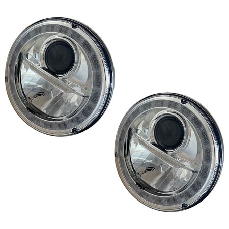 Headlamp 7" LED Chrome (pair) With Indicator - RHD - LL1904INDW - Wipac
