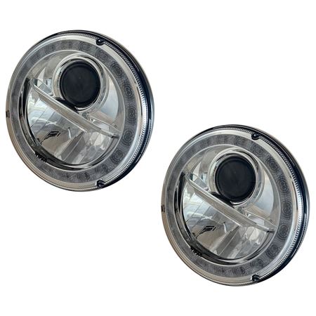 Headlamp 7" LED Chrome (pair) with Indicator LHD - GAC1906INDW - Wipac