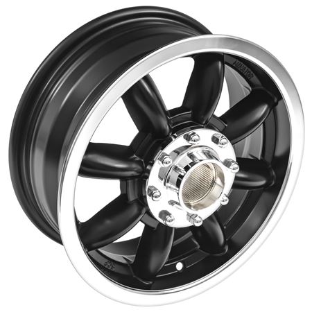 Alloy Wheel 5.5" x 14" Minator Aluminium Black/Polished Rim 8 Spoke - GAC8256X