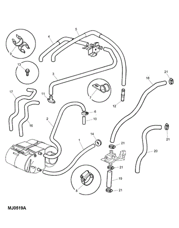 Rover Mini Pipes and Hoses - Heater