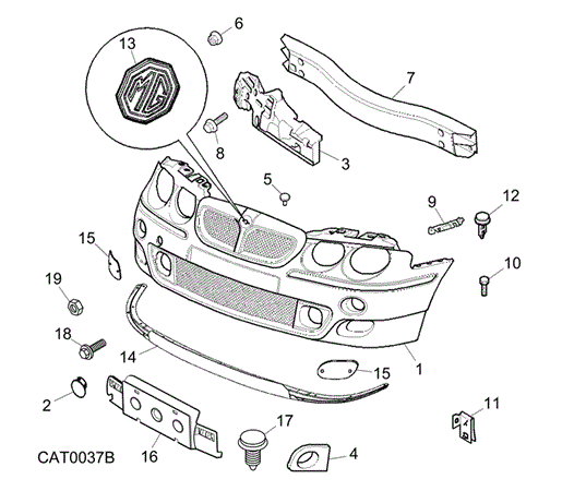 MG ZT Front Bumper and Fittings - to March 2004 4D321637
