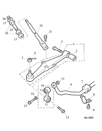 Rover 200 Coupe/Cabriolet and 400 Tourer Front Anti Roll Bar - Lower Arm