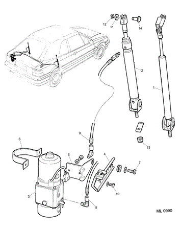 Rover 200 Coupe/Cabriolet and 400 Tourer Hood Lift Mechanism