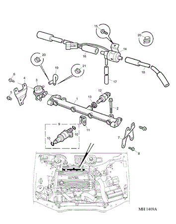 Rover 600 Fuel Rail and Injectors to AM246796 - 2000 Petrol Turbo