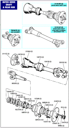 Triumph Stag Outer Driveshaft and Rear Hub