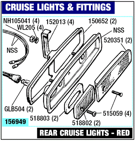Triumph Stag Cruise Lights - Rear (Red)