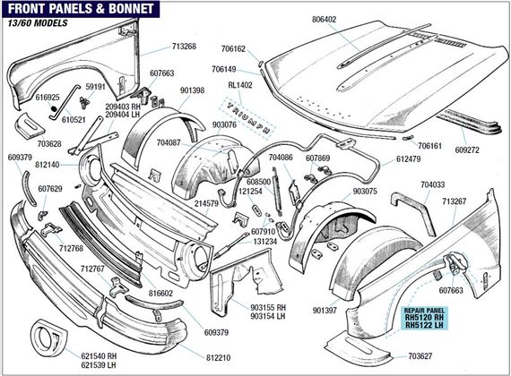 Triumph Herald Front Panels and Bonnet - 13/60