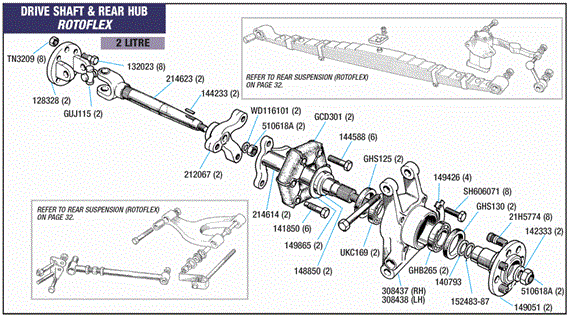 Triumph Vitesse Driveshaft and Rear Hub - Rotoflex Mk2 2 Litre Models