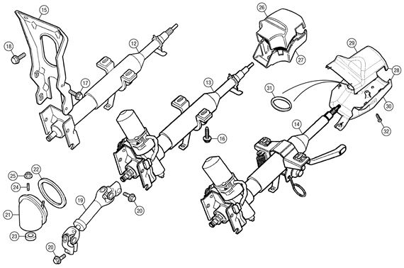 MGF and MG TF Steering Column and Shaft