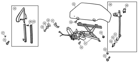 MGF and MG TF Door Glass and Regulator