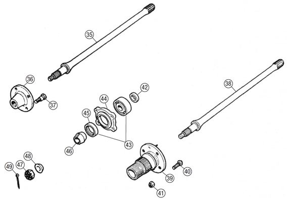 MGB Half Shafts, Wheel Hubs & Bearings - Tube Type