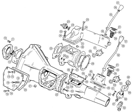 MGB External Gearbox Components - 3 Synchro