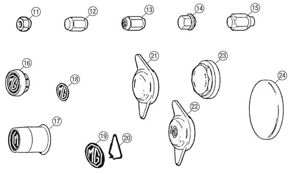 MGB Wheel Nuts & Centre Caps