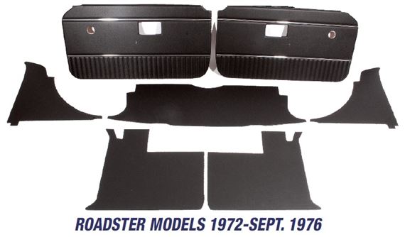 MGB Trim Panel Kits - Roadster Models 1972-Sept 1976 - Heat Welded Panels with Chrome Strip