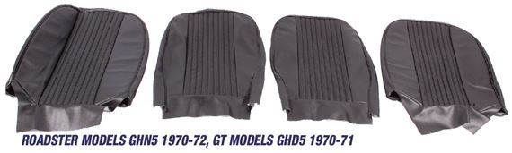 MGB Front Seat Cover Kits - Roadster Models GHN5 1970-72 - Half Perforated Vinyl & Half Plain Vinyl