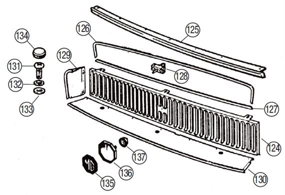 MGB Radiator Grille - Black Recessed Type for Chrome Bumper Models