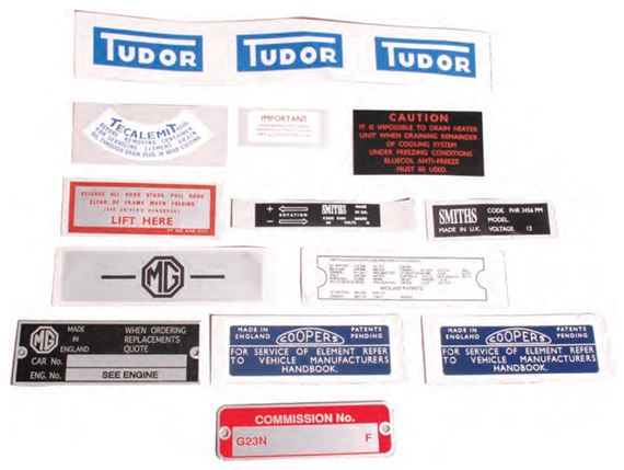 MGB Chassis Plate & Decal Kits