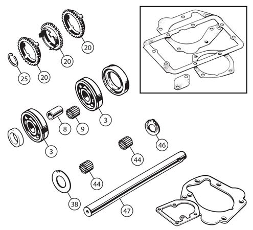 Triumph TR2-3B (TSF) Gearbox Overhaul Kits - A Type Overdrive - 3 Synchro