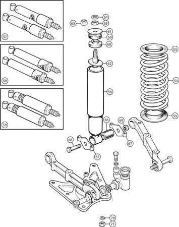 Triumph TR4A-250 Coil Springs and Shock Absorbers