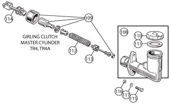 Triumph TR4, TR4A Clutch Master Cylinder