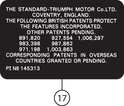 Triumph TR5-250 Patent Label