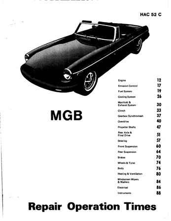 Repair Times - MGB Rubber Bumper - 1975-1980 - HAC52CGR - OTP