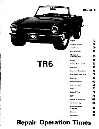 Repair Operation Times - TR6 - 1969-1976 - HAC52EGR - OTP