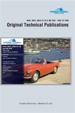 Portable USB - Original Technical Publications - MGB, MGC, MGB GT V8 & MG RV8 1962 to 1996 - HTP2003USB - OTP