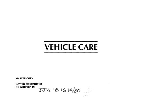 Vehicle Care Handbook - XK8 & XKR - 1997-1998 - JJM18161480GR - OTP