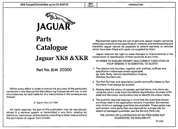 Parts Catalogue Elec - XK8 & XKR Coupe/Conv - JLM20300GR - OTP