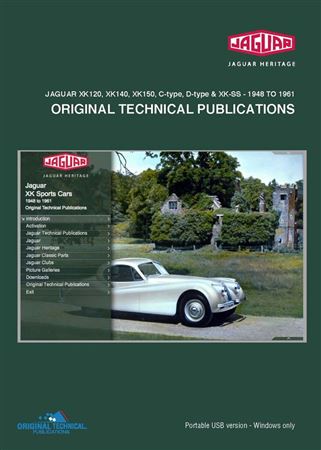 Portable USB - Original Technical Publications - Jaguar XK120/140/150C and D Type and XKSS 1948 to 1961 - JTP1002USB - OTP