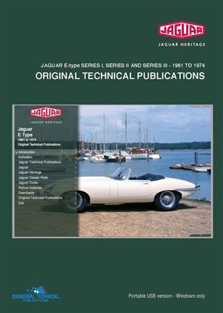 Portable USB - Original Technical Publications Jaguar E-Type Series I/II/III 1961 to 1974 - JTP1004USB - OTP