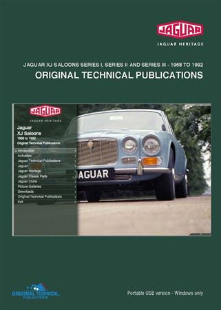 Portable USB - Original Technical Publications - Jaguar XJ Saloons Series I/II/III 1968 to 1992 - JTP1006USB - OTP