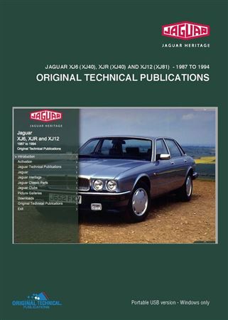 Portable USB - Original Technical Publications - Jaguar XJ6-XJR-XJ12 1987 to 1994 - JTP1008USB - OTP