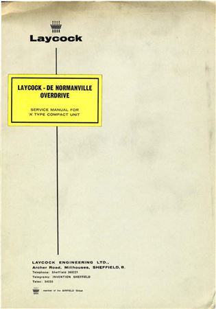 Service Manual - Laycock A Type Overdrive - 1953-1976 - LAYCOCKATYPEODRIVEGR - OTP