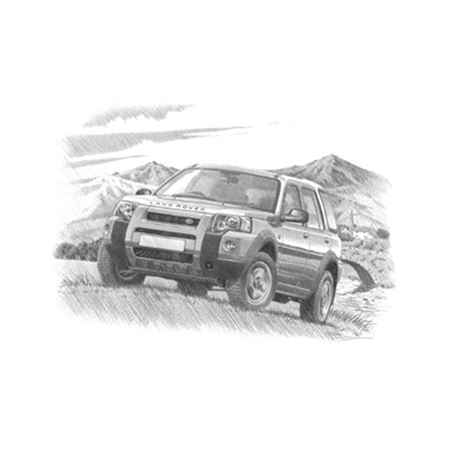 Freelander 1 5Dr 2004-2006 (dark shading) Personalised Portrait in Black & White - LF1160BW