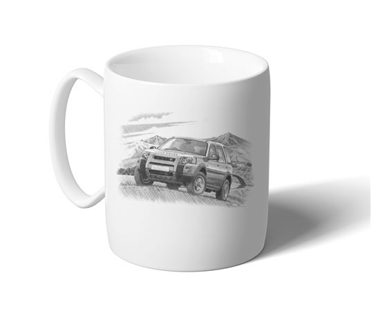 Freelander 1 5Dr 2004-2006 (dark shading) MUG - Black and White with Reg - LF1160BWMUG