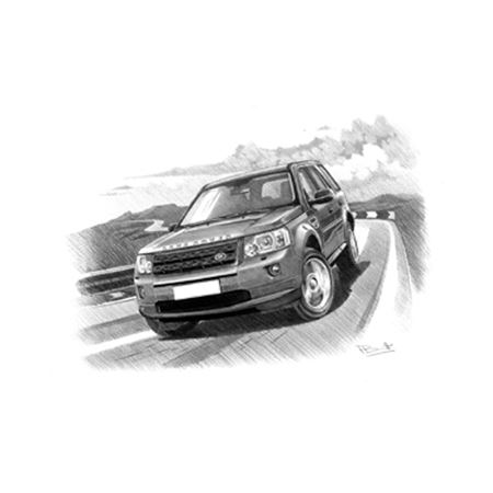 Freelander 2 Dynamic 2012on (white shading) Personalised Portrait in Black & White - LF1161BW