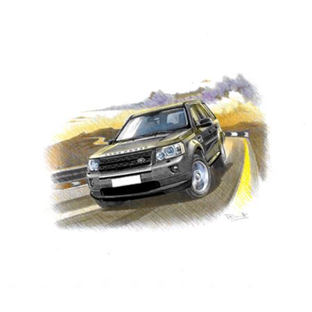 Freelander 2 Dynamic 2012on (white shading) Personalised Portrait in Colour - LF1161COL